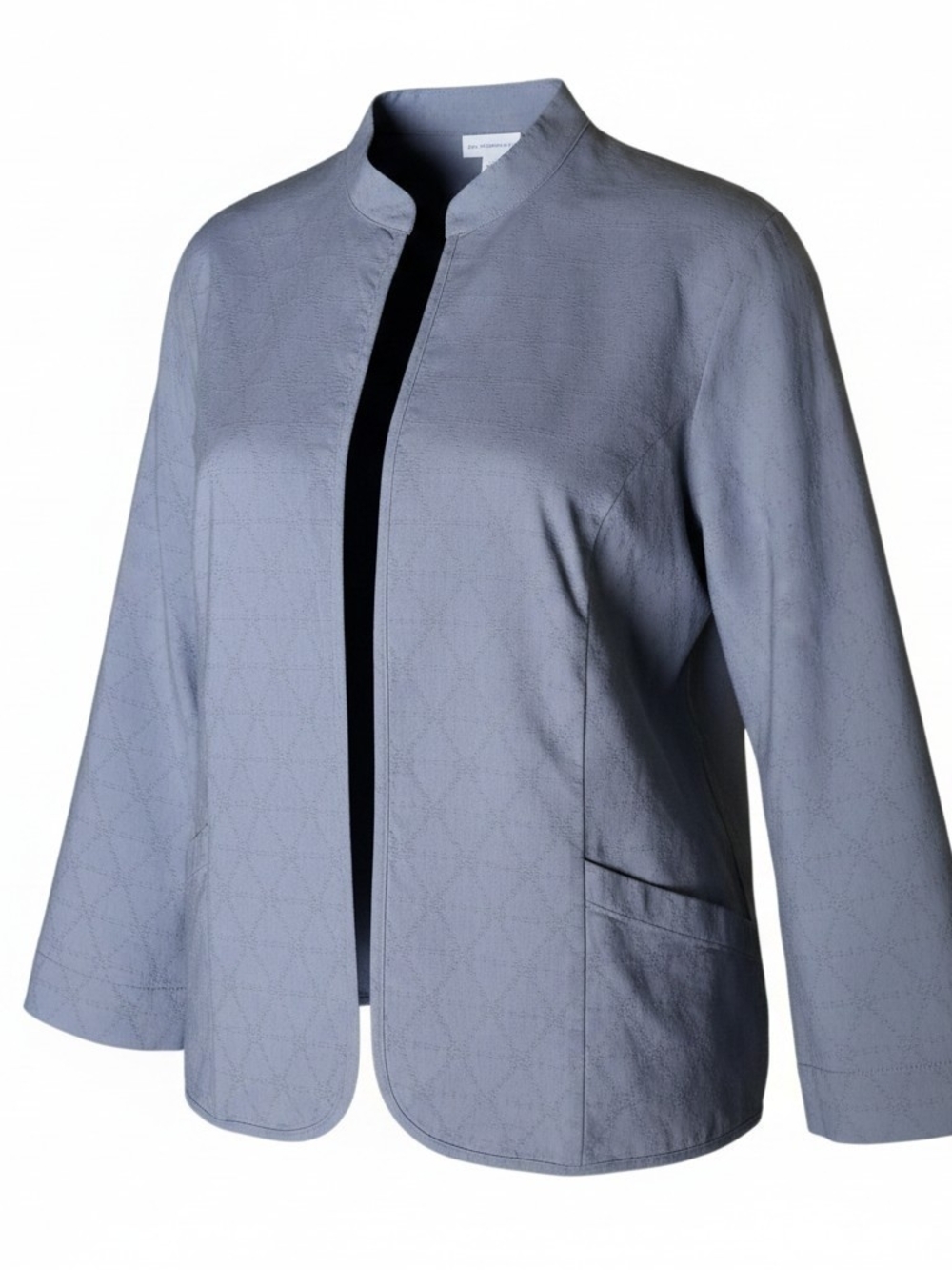 Pure Jill XL Blue Hemp Cotton Open Front Jacket Textured Casual Pockets